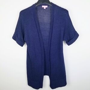 Lilly Pulitzer- Womens XS  Light Navy Harbour Short Sleeve Cardigan Sweater